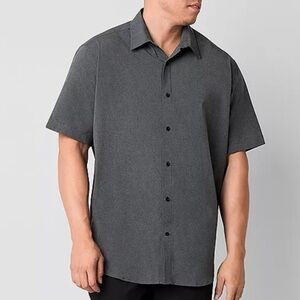 Men's Stylus Gray Short Sleeve Button Down Shirt Sz XL NWOT